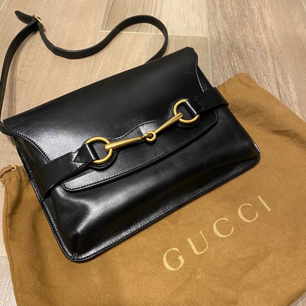 GUCCI leather horsebit envelope bag